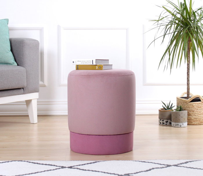 Atelier Del Sofa Puf de Terciopelo Rosa Atelier Del Sofa Puf de Terciopelo Rosa
